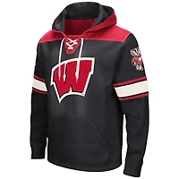 Men's Colosseum Black Wisconsin Badgers Big & Tall Hockey Lace-Up Pullover Hoodie