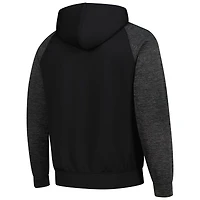 Men's Colosseum Black Wisconsin Badgers Blackout 3.0 Tonal Raglan Full-Zip Hoodie