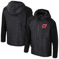 Veste à capuche entièrement zippée pour homme Colosseum Black Wisconsin Badgers Block The Sun