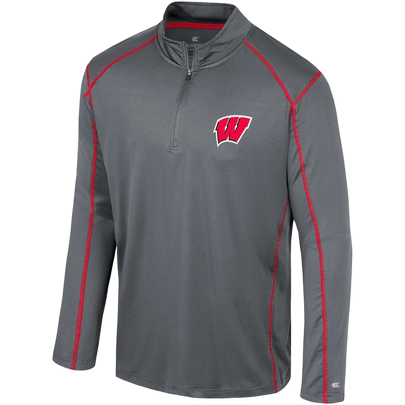 Coupe-vent Colosseum Black Wisconsin Badgers Cameron pour hommes avec quart de zip