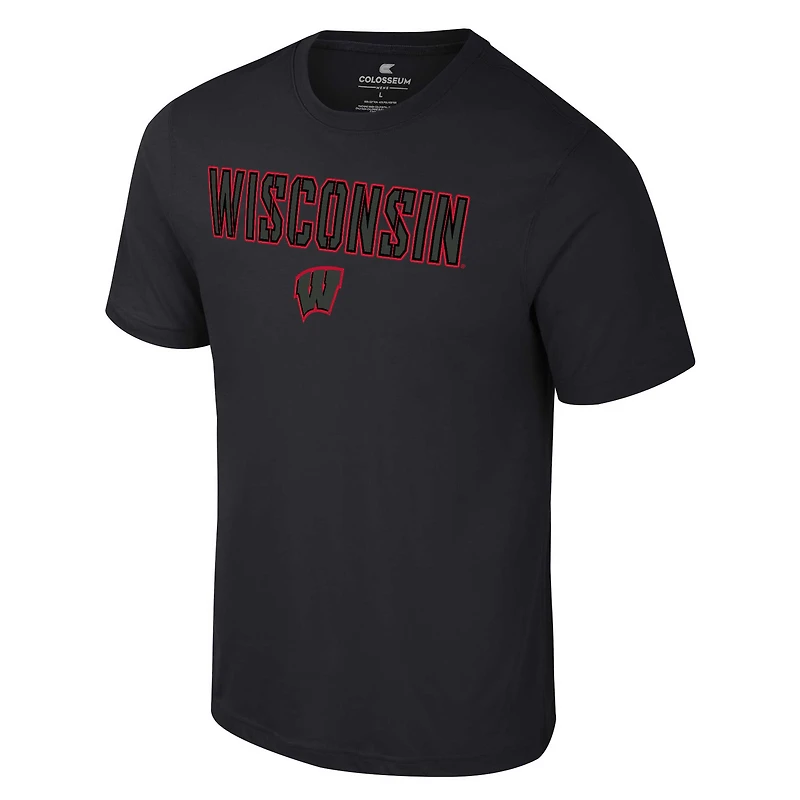 Men's Colosseum Black Wisconsin Badgers Color Pop Active Blend T-Shirt