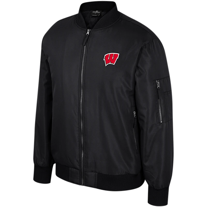 Men's Colosseum  Black Wisconsin Badgers Full-Zip Bomber Jacket