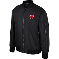 Men's Colosseum  Black Wisconsin Badgers Full-Zip Bomber Jacket