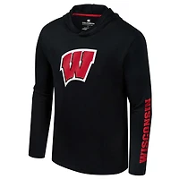 T-shirt à capuche manches longues avec logo Colosseum noir des Badgers du Wisconsin pour hommes