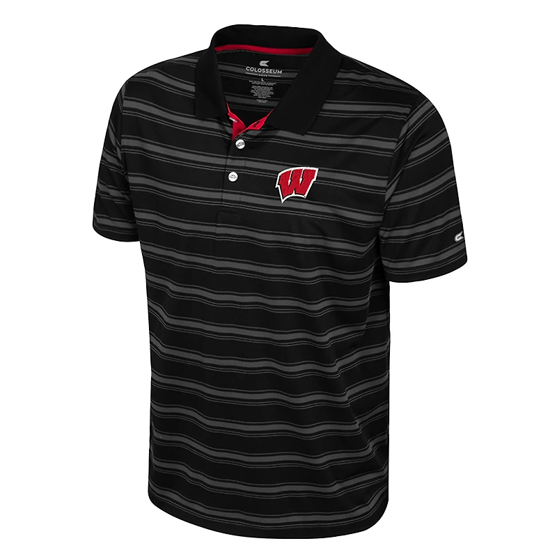 Men's Colosseum  Black Wisconsin Badgers Milk Steak Polo