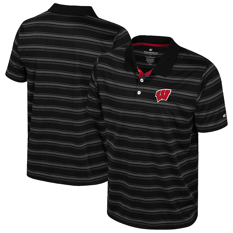 Polo noir Colosseum pour homme, motif Milk Steak, Wisconsin Badgers