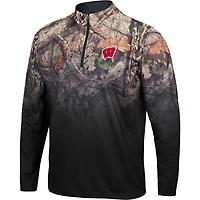 Veste homme Colosseum Black Wisconsin Badgers Mossy Oak Fleet II Quarter-Zip Jacket