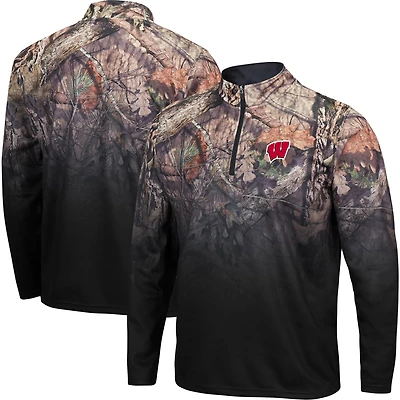 Veste à col zippé Colosseum Black Wisconsin Badgers Mossy Oak Fleet II pour homme