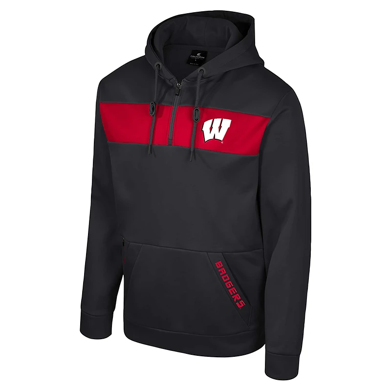Sweat à capuche quart de zip Colosseum Black Wisconsin Badgers pour hommes