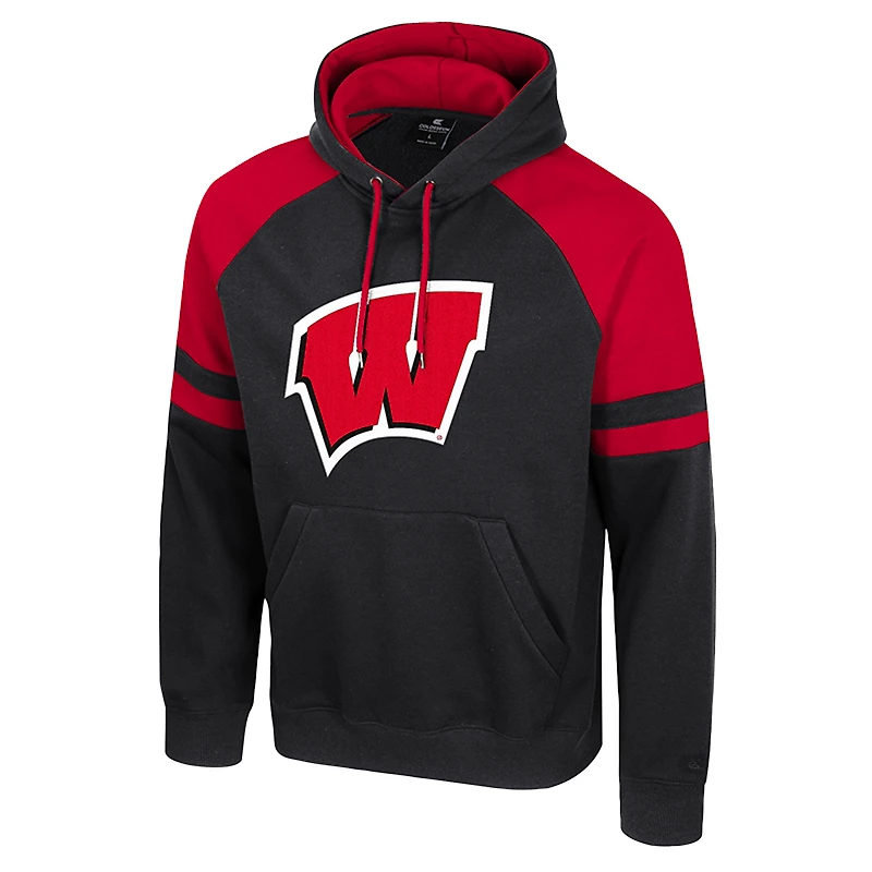 Sweat à capuche raglan Todd pour homme Colosseum Black Wisconsin Badgers