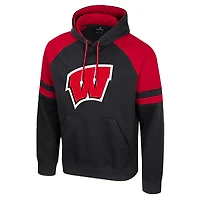 Sweat à capuche raglan Todd pour homme Colosseum Black Wisconsin Badgers