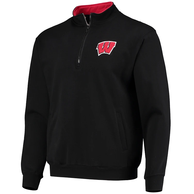 Men's Colosseum Black Wisconsin Badgers Tortugas Logo Quarter-Zip Jacket