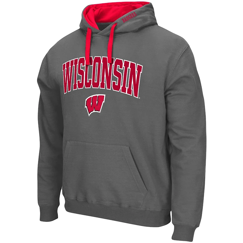 Men's Colosseum Charcoal Wisconsin Badgers Big & Tall Arch Logo 2.0 Pullover Hoodie