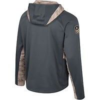 Men's Colosseum Charcoal Wisconsin Badgers OHT Military Appreciation Camo Raglan Full-Zip Hoodie