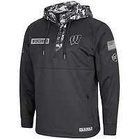 Men's Colosseum Charcoal Wisconsin Badgers OHT Military Appreciation Digi Camo Quarter-Zip Hoodie