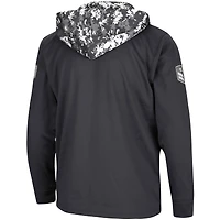 Men's Colosseum Charcoal Wisconsin Badgers OHT Military Appreciation Digi Camo Quarter-Zip Hoodie