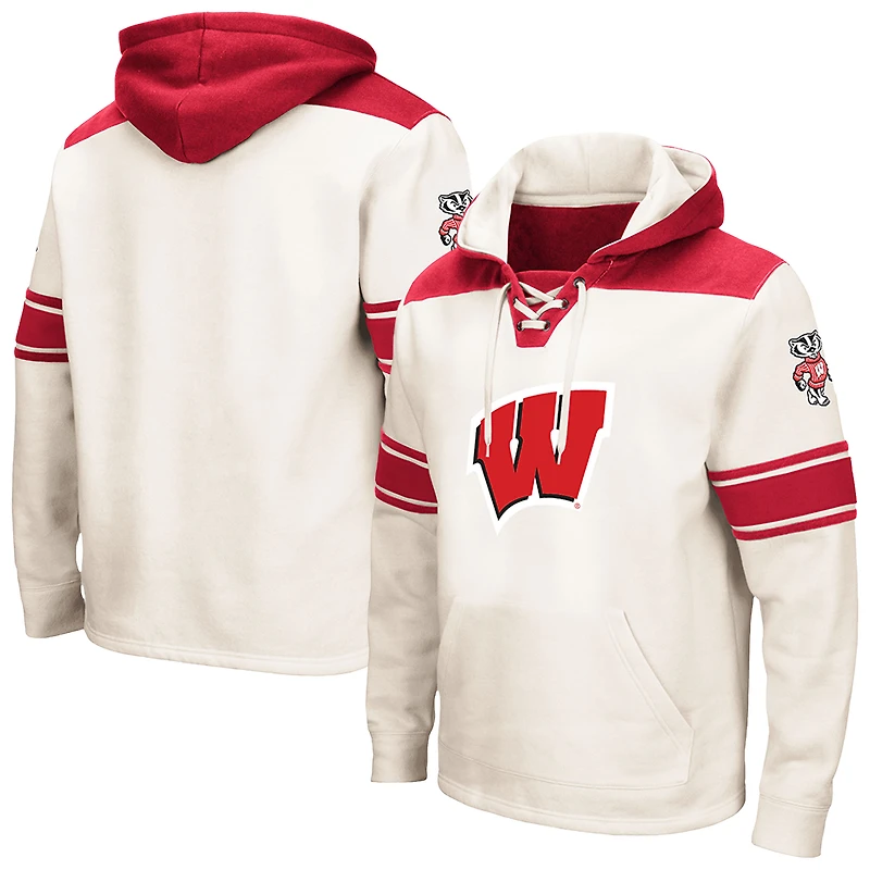 Sweat à capuche lacets Colosseum Cream Wisconsin Badgers 2.0 pour homme