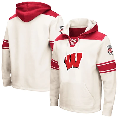 Men's Colosseum Cream Wisconsin Badgers 2.0 Lace-Up Hoodie