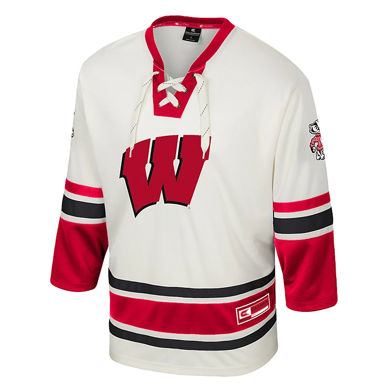 Maillot de hockey tendance Colosseum Cream Wisconsin Badgers pour homme