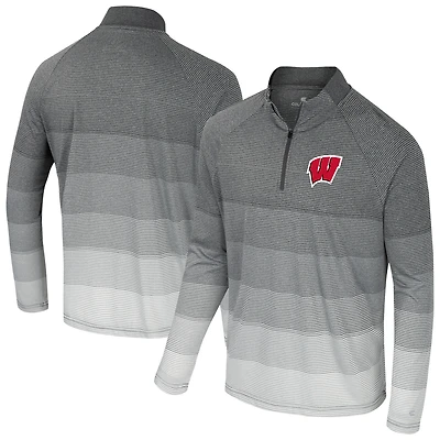 Men's Colosseum  Gray Wisconsin Badgers AI Striped Mesh Quarter-Zip Raglan Windshirt