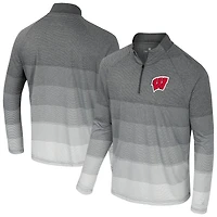 Men's Colosseum  Gray Wisconsin Badgers AI Striped Mesh Quarter-Zip Raglan Windshirt