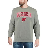 Colosseum Heather Grey Wisconsin Badgers Arch & Logo Crew Neck Sweat-shirt pour homme