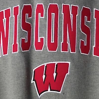 Colosseum Heather Grey Wisconsin Badgers Arch & Logo Crew Neck Sweat-shirt pour homme