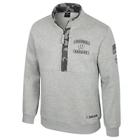 Veste polaire à fermeture éclair quart de tour OORAH OHT Military Appreciation pour homme Colosseum Heather Gray Wisconsin Badgers
