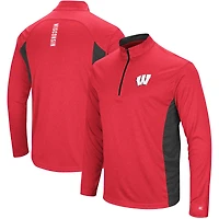 Men's Colosseum Heathered Heather Red Wisconsin Badgers Audible Lightweight Windshirt Quarter-Zip Pullover
