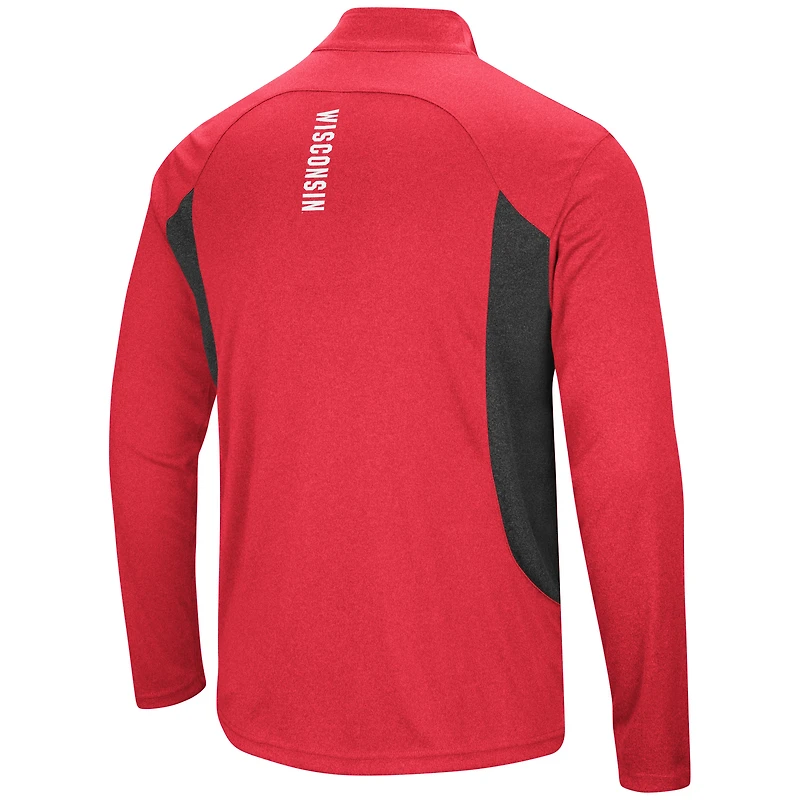 Men's Colosseum Heathered Heather Red Wisconsin Badgers Audible Lightweight Windshirt Quarter-Zip Pullover