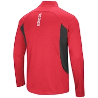 Men's Colosseum Heathered Heather Red Wisconsin Badgers Audible Lightweight Windshirt Quarter-Zip Pullover