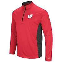 Men's Colosseum Heathered Heather Red Wisconsin Badgers Audible Lightweight Windshirt Quarter-Zip Pullover