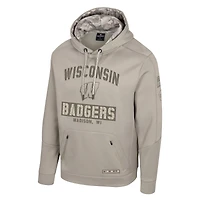 Men's Colosseum  Oatmeal Wisconsin Badgers Operation Hat Trick Battalion Hoodie