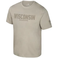 T-shirt pour homme Colosseum Oatmeal Wisconsin Badgers Operation Hat Trick Dune Flag