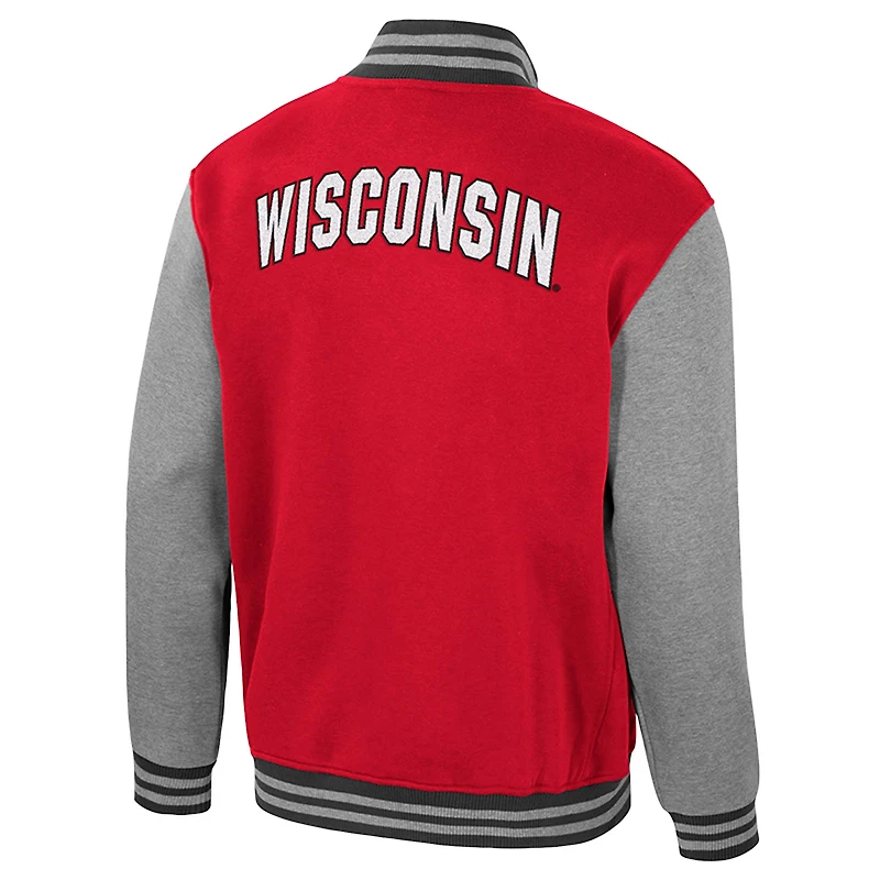 Veste universitaire entièrement zippée Ambi-Turner pour homme, couleur rouge Colosseum, des Wisconsin Badgers