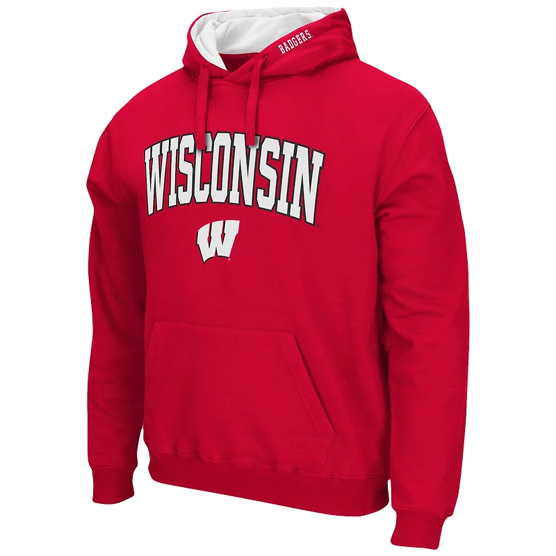 Men's Colosseum Red Wisconsin Badgers Arch & Logo 3.0 Pullover Hoodie