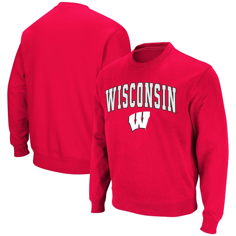 Men's Colosseum Wisconsin Badgers Arch & Logo Crew Neck Sweatshirt