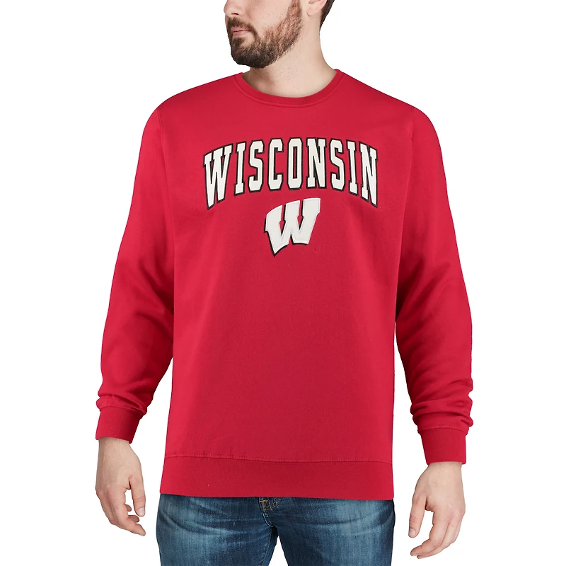Colosseum Wisconsin Badgers Arch & Logo Crew Neck Sweat-shirt pour homme