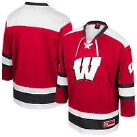 Men's Colosseum  Red Wisconsin Badgers Athletic Machine Fashion Hockey Jersey