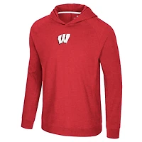 Men's Colosseum Red Wisconsin Badgers Back Business Long Sleeve Raglan Hooded T-Shirt
