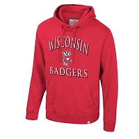Men's Colosseum Red Wisconsin Badgers Big & Tall Cap E-Tan Pullover Hoodie