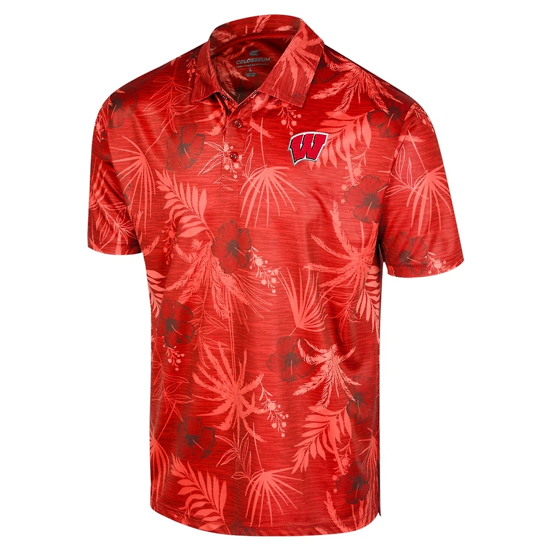 Polo pour hommes Colosseum Red Wisconsin Badgers Big & Tall Palms