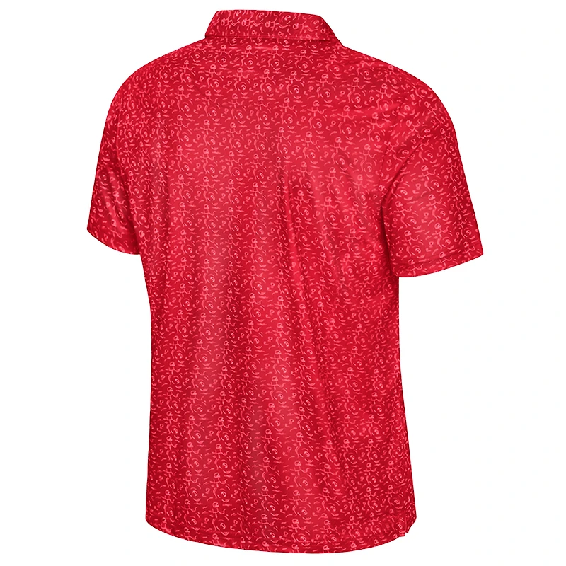 Men's Colosseum  Red Wisconsin Badgers Football Print Polo