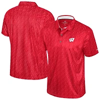 Men's Colosseum  Red Wisconsin Badgers Football Print Polo