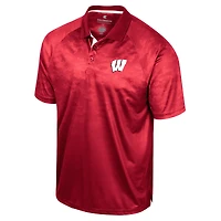 Colosseum Red Wisconsin Badgers Honeycomb Raglan Polo pour homme