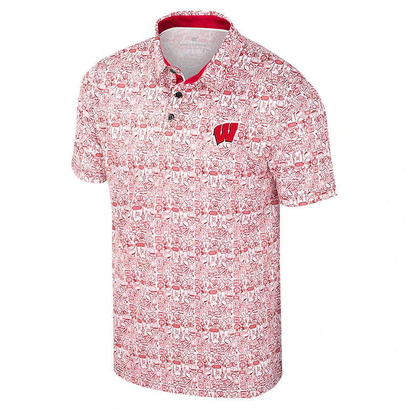 V110722 Wisc Limited Team Color NCAA HOMMES C'EST L'HEURE ! POLO IMPRIMÉ ALLOVER POLMEN #68