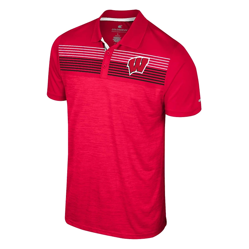 Men's Colosseum Red Wisconsin Badgers Langmore Polo