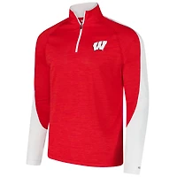 Men's Colosseum Red Wisconsin Badgers Langmore Raglan Quarter-Zip Top