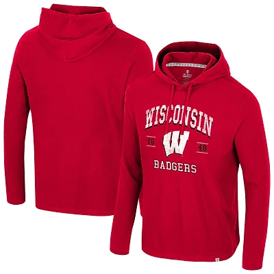 Men's Colosseum  Red Wisconsin Badgers Simoleans Washed Hoodie