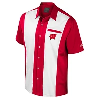 Chemise boutonnée de bowling rouge Colosseum pour homme, Wisconsin Badgers Strike